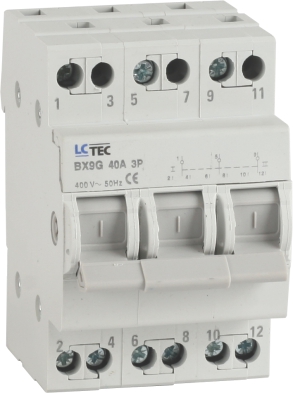 Modular changeover switch 1-0-2 mains-generator BX9G