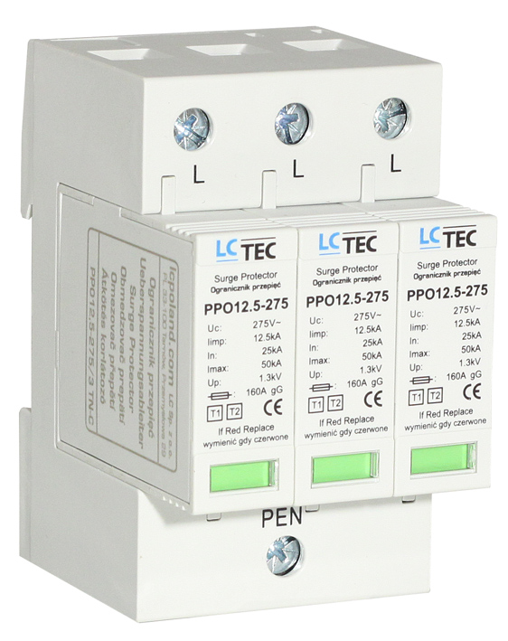 Surge protector PPO T1+T2 (B+C) for TN-C grid / AC
